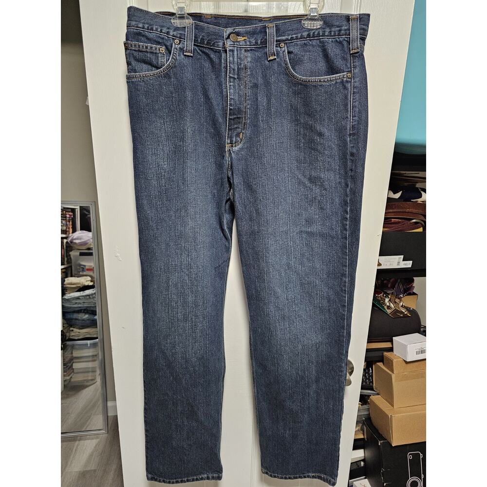 Carhartt Relaxed Fit Jeans Men Size 38x34 Blue Denim Workwear Work Pant BD1483M